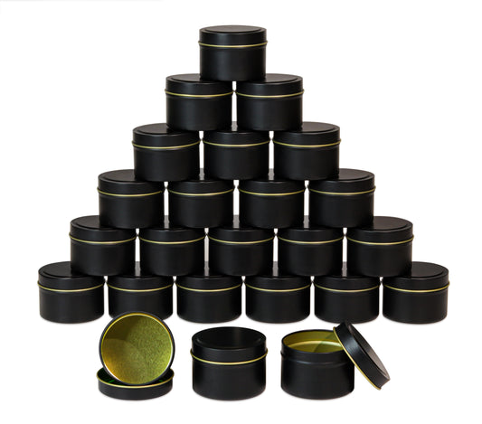 Black Candle Tins 4oz, Bulk Candle Making Tins 24 Piece Candle Containers, Wholesale Candle Jars for Candle Making - Black