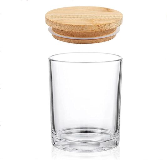 Aroparc 10 fl.oz Candle Jars with Bamboo Lids - Clear