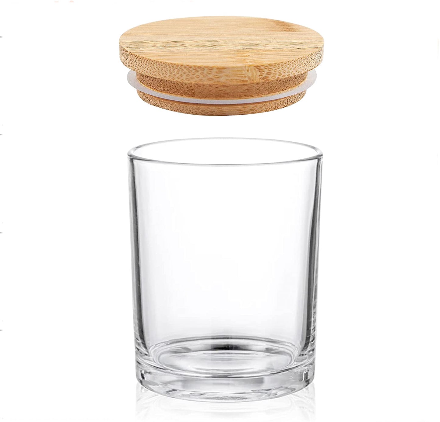 pavelle 10 oz. Clear Glass Candle Jars with Bamboo Lids for 10 oz
